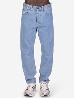 Elevate your everyday with the Carhartt WIP Newel Pant - these aren't your average jeans. They're crafted from premium 100% organic 'Maitland' denim for a soft, durable feel that's ready for anything life throws your way. The relaxed fit ensures all-day comfort, while the tapered leg adds a touch of edgy style. The medium-stone wash gives them a lived-in look that only gets better with age. And of course, they're finished with the iconic Carhartt WIP square label for a touch of authentic streetw Edgy Style, Light Blue Jeans, Boot Pumps, Carhartt Wip, Sweater Coats, Edgy Fashion, Jeans Pants, Jean Jacket, Women Brands