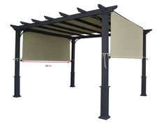 the pergola canopy top only weight rods not included is shown with measurements for it