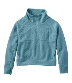 Made to perform and ready for anything, this textured sweatshirt has just-right comfort and stretch with a perfectly oversized fit. Plus, it looks just as great with your favorite hiking pants as it does with jeans. Falls at hip. Relaxed Fit: Our most generous fit sits farthest from the body. Pill-resistant fabric wicks moisture and dries quickly. Four-way stretch lets you move freely and keeps it original shape. In a soft blend of 89% polyester, 10% TENCEL™ Lyocell and 1% spandex. Machine wash Fall Fleece Activewear For Outdoor, Fall Outdoor Fleece Activewear, Fleece Activewear For Fall Outdoor Activities, Outdoor Fleece Activewear For Fall, Outdoor Fall Fleece Activewear, Casual Half-zip Outdoor Sweater, Casual Half-zip Sweater For Outdoor, Athleisure Tops For Winter Hiking, Sporty Outdoor Fleece Sweater