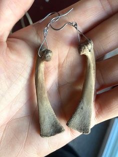 Handmade animal bone earrings. Unique nature jewelry. Foraged small animal bones. One of a kind. Unique Bone-colored Nickel-free Earrings, Animal Bone Jewelry, Bone Earrings, Real Bones, Bone Jewelry, Bone Horn, Animal Bones, Unique Nature, Earrings Unique