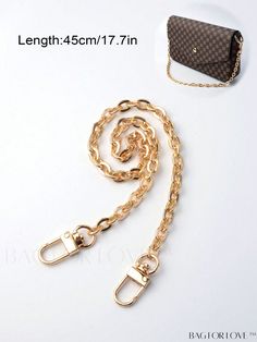 BagForLove - Universal Travel PU Leather Bag Strap - Stylish O-Shaped Gold Aluminum Chain Replacement for Women Gold Bags With Adjustable Chain For Gift, Gold Chain Link Shoulder Bag, Trendy Gold Bag With Adjustable Chain, Gold Rectangular Bags With Adjustable Chain, Gold Chain Link Shoulder Bag For Everyday, Rectangular Gold Bags With Adjustable Chain, Gold Shoulder Bag With Chain For Travel, Gold Chain Shoulder Bag For Travel, Gold Chain Shoulder Bag For Everyday