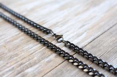 Black Curb Chain Necklace for Men Black Stainless Steel 7 | Etsy Cheap Black Chain Necklace With Silver Chain, Cheap Black Chain Necklace For Men, Cheap Black Stainless Steel Jewelry, Cheap Black Chain Necklace, Cheap Black Stainless Steel Necklace, Luxury Black Curb Chain Jewelry, Mens Silver Chain Necklace, Charm Holder Necklace, Pocket Watch Chain