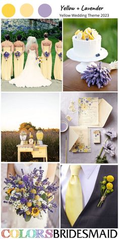 yellow and lavender wedding color palettes