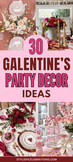 30 Valentine’s and Galentine’s Party Decor Ideas Elegant Tablescapes, Tablescapes, Party Decor, Party Ideas, Decor Ideas, Red