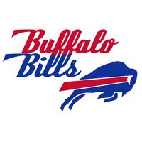 the buffalo bills logo is shown in red, white and blue