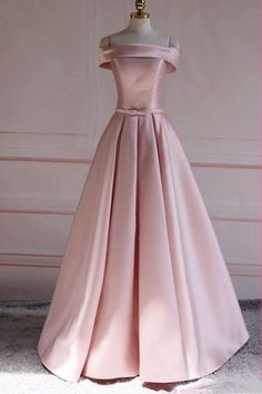 WD0802,Off Shoulder Satin Elegant Long Prom Dress,Simple New Style Formal Gown on Storenvy Pink Dress Wedding Bridesmaid, Pink Satin Off The Shoulder Dress, Ball Gown Bridesmaid Dresses, Off Shoulder Prom Gown, Formal Simple Dress, Prom Gown Ideas, Pink Dresses Formal, Pink Formal Dresses Long, Off Shoulder Formal Dress