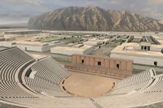 an artist's rendering of a roman amphite in the middle of nowhere