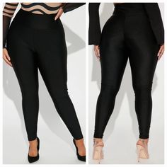 Fashion Nova Brianne High Waist Black Leggings. New With Tag. Size 1x Measurements: 15" Waist Lying Flat 30" Inseam High Rise Slinky Fabric Full Stretch Wide Waistband Skinny Leg Material: 80% Nylon 20% Spandex Bundle Multiple Items To Save! Black Bottoms With Wide Waistband For Party, Black Bottoms With Wide Waistband For Night Out, Elastic High Waist Bottoms For Night Out, Fashion Nova Pants, Jumpsuit Fashion, Wide Waistband, Black Leggings, Fashion Nova, Pant Jumpsuit