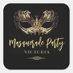 Stylish modern Masquerade Birthday party. Elegant handwritten calligraphy combined with a modern font on a dark black background complement each other and look harmonious at the same time. Modern Masquerade, Masquerade Birthday Party, Birthday Party Elegant, Masquerade Theme, Handwritten Calligraphy, 35th Birthday, Black Stickers, Masquerade Party, Masquerade Ball