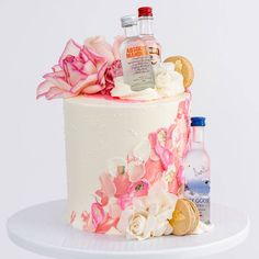 Girls Just Wanna Have Fun Cake - Sweet E's Bake Shop Cake Transport, Mini Liquor Bottles, Girls Just Wanna Have Fun, Custom Desserts, Cake Banner, Pink Frosting, Leftover Cake, Girlie Girl, Decadent Cakes