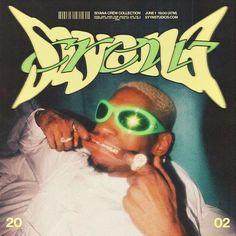 a magazine cover with a man wearing green goggles on his face and the words afro