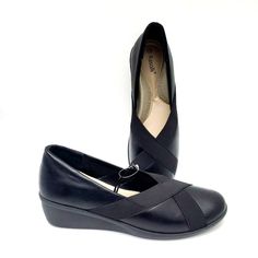 Rasolli Women's Size 10m Comfort Support Black Slip On Wedge Heel Shoes Women’s Slip-On Wedge Cushioned Insole For Extra Comfort Faux Leather Rubber Outsole Condition Is New With Tag. From A Smoke And Pet Free Home Black Closed Toe Wedge Sandals Medium Width, Black Wedge Sandals For Workwear In Spring, Closed Toe Wedge Sandals For Work, Casual Closed Toe Wedge Sandals For Work, Medium Width Wedge Sandals With Round Toe For Work, Goddess Sandals, White Espadrilles, Low Heel Wedges, Black Leather Wedges