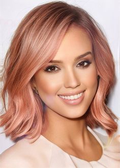 Peach Bob Hair, Short Pink Bob, Peach Hair Colors, Color Block Hair, Strawberry Blonde Hair Color, Short Red Hair, Hair Specialist, Shoulder Hair