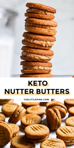 keto nutter butter cookies stacked on top of each other