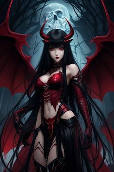 a woman dressed as a demon with horns and wings