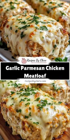 This Garlic Parmesan Chicken Meatloaf is packed with savory herbs, melted cheese, and minced garlic for a comforting twist on the classic. Topped with extra mozzarella, it’s perfect for a delicious dinner!  Ingredients:  1.5 lbs ground chicken ½ cup grated Parmesan cheese ½ cup shredded mozzarella cheese 3 cloves garlic, minced This cheesy, herb-infused meatloaf is the ultimate comfort food, packed with flavor in every bite! Chicken Parmesan Meatloaf, Parmesan Meatloaf, Chicken Meatloaf, Dinner Ingredients, Meatloaf Ingredients, Comfort Dinner, Ground Chicken Recipes, Garlic Parmesan Chicken