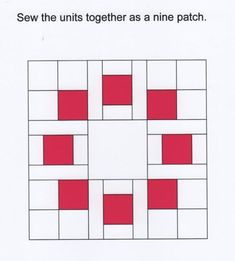 a book with red squares on it and the title sew the units together as a nine patch