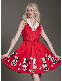 Her Universe Disney Minnie Mouse Retro Dress With Belt Her Universe Exclusive Disney Dresses For Women, Disney Dress, Disney Valentines, Minnie Mouse Dress, Her Universe, Disney Dolls, Disney Dresses, Disney Tops, Disney Style