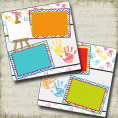 Fingerpainting - 2512 - EZscrapbooks Scrapbook Layouts Baby - Toddler, Kids, School School Layouts, Scrapbook School, Kids Craft Box, Toddler Book, Scrapbook Club, How To Make A Paper Bag