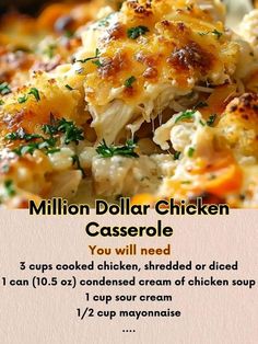 a recipe for a million dollar chicken casserole