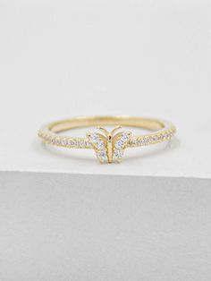 Butterflies have so many meanings. Some personal, some superstitious. You may just even like butterflies. Whatever it may be, we know this butterfly ring is perfect for you! We can't get enough of butterflies. This cute and tiny 5mm Cubic zirconia butterfly lies on a 1.3mm gold plated band. Please read my shop policies to learn more about the composition and proper care for each item purchased. All plated jewelry from our shop are eligible for our jewelry restoration program. For more informatio Cute Promise Rings, Butterfly Rings, Gold Butterfly Ring, Ring Butterfly, Tiny Butterfly, Charm Ring, Bar Bracelet, Gold Rings Fashion, Gold Ring Designs