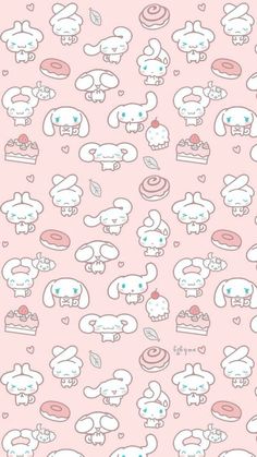 a pink background with many cartoon animals on it