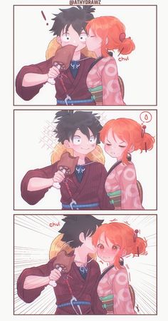 two comics showing the same person being hugged by another man with red hair and an orange haired