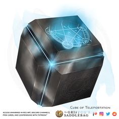 the cube of telepotation is designed to look like a box with a glowing globe on top