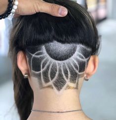 Flower Undercut, Hair Designs For Girls, Undercut Hair Designs, Undercut Hairstyles Women, Hair Colour Design, Undercut Designs, Undercut Long Hair, Half Shaved Hair, Shaved Hair Designs