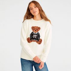 Juniors' Aeropostale Teddy Crew Sweater Bear Sweater, Polo Ralph Lauren Kids, Polo Ralph Lauren Women, Cotton Jumper, Ralph Lauren Kids, Polo Bear, Ralph Lauren Women, Embroidered Sweater, Dolce E Gabbana