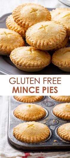 gluten free mince pies in a muffin tin with text overlay