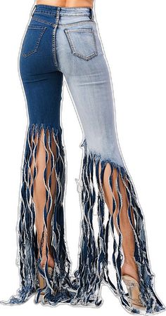 Tassel Fringe, Bell Bottom, Distressed Jeans, Denim Wash, Bell Bottoms, The Knee, Looks Great, Tassels, Dark Blue