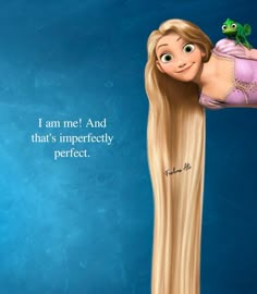 a cartoon girl with long blonde hair and a frog on her shoulder, holding onto the back of another woman's head