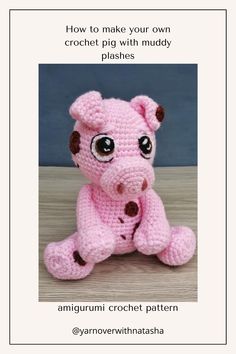 crochet pig pattern, us written terms. Amigurumi pig pattern Crochet Pig Pattern, English Terms, Pig Amigurumi, Pig Crochet, All White Background, Pig In Mud, Pig Pattern, Crochet Pig, Crochet Eyes