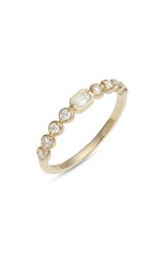 A handcrafted, slender ring still serves plenty of sparkle with nine diamonds cut in dazzling shapes. Total diamond weight: 0.25ct. Color: G Clarity: VS 18k gold/diamond Imported >Diamond Guide Stackable Promise Ring, Dream Wishlist, Bony Levy, Diamond Guide, Stackable Ring, Dream Jewelry, Womens Jewelry Rings, Stackable Rings, Promise Ring