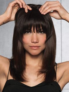 Fringe and fashion are front and center in this 100% human hair bang. Our popular clip-in bang is now offered in high quality human hair so you can achieve any look you want. The monofilament crown connects the fringe and longer layers to sweep back to blend right into your hair. Attaches with 3 pressure-sensitive clips. Change your look in a flash with this lash-skimming fringe! Clip In Fringe, Bangs Extensions, Hair Fringe, Hair Bang, Human Hair Pieces, Hair Extension Clips, Pale Blonde, Fringe Bangs, Human Hair Clip Ins