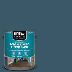 a blue paint with the words porch and patio floor paint