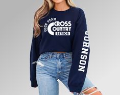 Customize this cross country shirt to meet your needs! Choose from short sleeve, long sleeve, hoodies, and crewneck sweatshirts and add your team / mascot and your name! Other color options and styles are available. If you don't see what you're looking for send us a message! The shirts are a UNISEX retail fit - they are more of a relaxed fit and may run a little large on women and those with a smaller frame . Make sure to see the size chart to confirm the best fit for you. We recommend measuring Cross Country Shirt, Cross Country Shirts, School Spirit Wear, Senior Shirts, Senior Night, Country Shirts, Spirit Wear, Disney Shirts, School Spirit