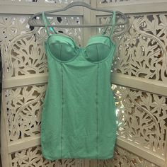 Brand New, Never Worn Nwt Swimsuit Dress Cover Up. Brand Vix By Paula Hermanny . Color Is Mint/ Seafoam Green. The Most Accurate Color Is In The First Photo. It’s Super Stretchy Fabric And Can Get Wet / Swim Fabric. Removable Pads. Underwire. Adjustable Straps. Spring Green Mini Dress With Built-in Bra, Green Mini Dress With Built-in Bra For Spring, Chic Fitted Dress With Lined Body, Fitted Cotton Mini Dress With Spaghetti Straps, Green Spring Dress With Built-in Bra, Sleeveless Lined Dress For Night Out, Green Cotton Lined Mini Dress, Sleeveless Cotton Bodycon Party Dress, Cotton Lined Dresses For Night Out