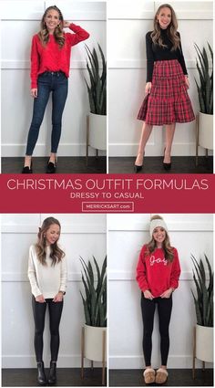 Looking for cute Christmas outfit ideas for women? Here 41 insanely cute Christmas outfit ideas for family pictures, Christmas outfit ideas for women and Christmas Outfits for women parties! #christmasoutfits #holidayfashion #festiveattire #winterstyle #xmasoutfits #holidaylooks #christmasfashion #festiveoutfits #winterfashion #holidayoutfits #christmasattire #festivefashion #winterlooks #xmasfashion #holidaywardrobe #christmasstyle #festivewear #winteroutfits #xmasstyle #holidayclothes Christmas Simple Outfit, Easy Christmas Outfits, Christmas Eve Outfit Women, Christmas Outfits Casual, Christmas Eve Outfit, Christmas Outfit Casual, Style List