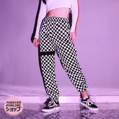 Shop - Women's on Storenvy Checkerboard Pants, Skateboard Pants, Checked Pants, Jogger Pants Outfit, Checkered Pants, 80s Outfit, Checked Trousers, Aesthetic Outfits, Pants Outfit