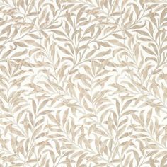 a white and beige wallpaper with leaves on it