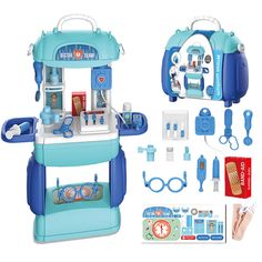 the doctor playset is set up to play with its accessories and tools for children