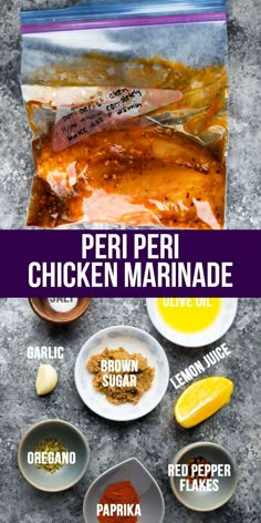 the ingredients to make peri peri chicken marinade