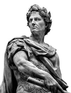 black and white photograph of a statue of a roman soldier