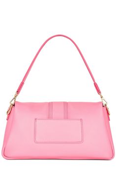 The Le Bambimou shoulder bag is crafted from smooth pink leather to a boxy silhouette and adorned with polished gold-tone logo hardware.Fluorescent pinkCalf leatherPadded designGold-tone logo plaqueFoldover top with magnetic fasteningSingle shoulder strapMain compartmentRear patch pocketFull liningComposition: Lambskin 100%Lining: Cotton 100%Made in Italy SizeHeight: 4.5" (12 cm)Width: 3.5" (9 cm)Depth: 2.75" (7 cm) Luxury Pink Bag With Magnetic Closure, Luxury Pink Bags With Magnetic Closure, Luxury Pink Shoulder Bag With Magnetic Closure, Pink Shoulder Bag With Gold-tone Hardware For Evening, Modern Pink Shoulder Bag With Magnetic Closure, Elegant Pink Shoulder Bag With Magnetic Closure, Pink Evening Shoulder Bag With Magnetic Closure, Pink Top Handle Shoulder Bag With Gold-tone Hardware, Modern Pink Shoulder Bag With Removable Pouch