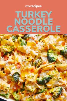 the cover of my recipes turkey noodle casserole, with broccoli and cheese