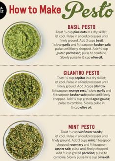 how to make pesto with instructions for making pesto and other things that are in the