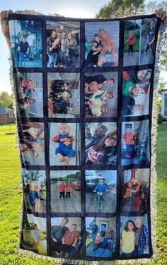 a large blanket with many pictures on it