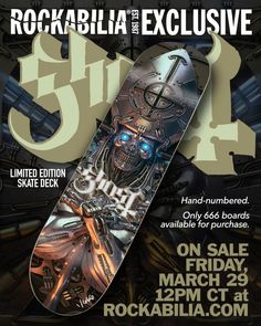 an advertisement for a skateboard event with a skeleton on the front and back of it